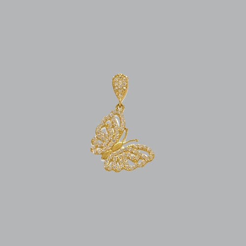 14K YELLOW GOLD LADIES FANCY MEDIUM BUTTERFLY CZ (1 of 1)