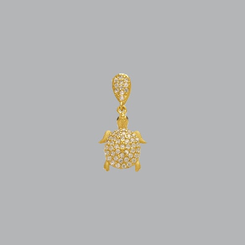 14K YELLOW GOLD LADIES FANCY SMALL TURTLE CZ PENDANT (1 of 1)