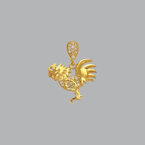 14K YELLOW GOLD LADIES ROOSTER CZ PENDANT (1 of 1)