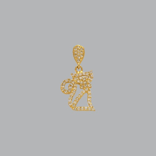 NEW 14K YELLOW GOLD LADIES SMALL CAT CZ PENDANT (1 of 1)