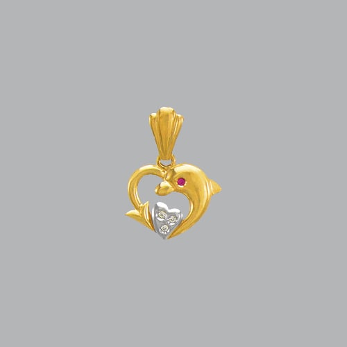 14K TWO COLOR GOLD FANCY DOLPHIN HEART CZ PENDANT: NEW 14K TWO-COLOR GOLD PENDANT New 14K Two-Color Gold Pendant Measures: 15 Wide x 15 mm Long Dolphin Heart pendant Set with CZ Pendant has a polished finish Stamp: 14k Avg Weight: 2.2g No chain Includ