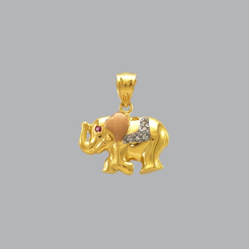 14K TRI COLOR GOLD FANCY SMALL ELEPHANT CZ (1 of 1)