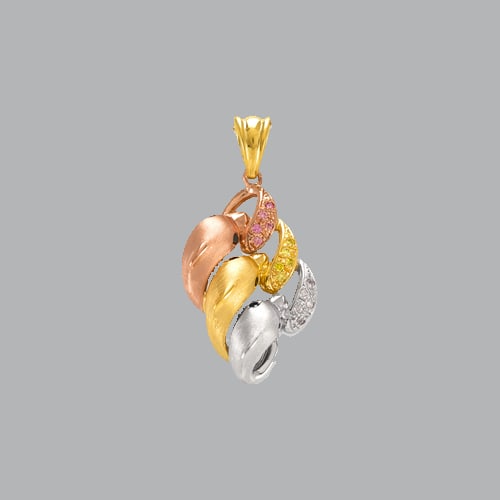 14K TRI COLOR GOLD TRIPLE DOLPHIN CZ PENDANT: NEW 14K TRI-COLOR GOLD PENDANT New 14K Tri-Color Gold Pendant Measures: 30mm Long x 21mm Long Triple Dolphin pendant Set with CZ Pendant has a polished finish Stamp: 14k Avg Weight: 7.2g No chain In