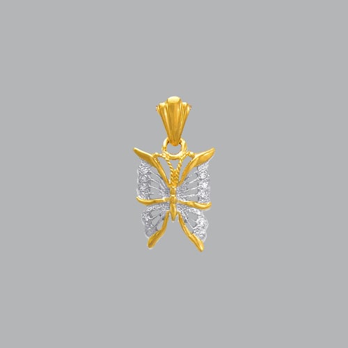 14K TRI COLOR GOLD FANCY BUTTERFLY CZ PENDANT: NEW 14K TRI-COLOR GOLD PENDANT New 14K Tri-Color Gold Pendant Measures: 20 mm Butterfly pendant Set with CZ Pendant has a polished finish Stamp: 14k Avg Weight: 3.5g No chain Included