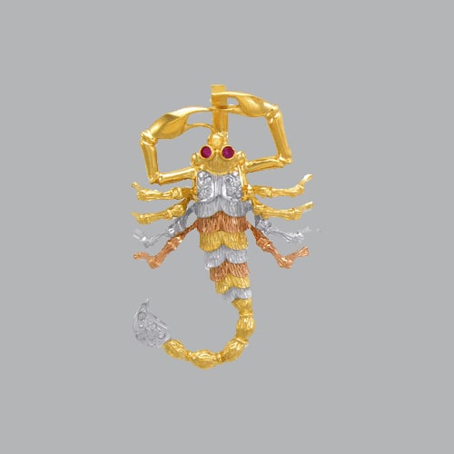 14K TRI COLOR GOLD FANCY LARGE SCORPION CZ (1 of 1)