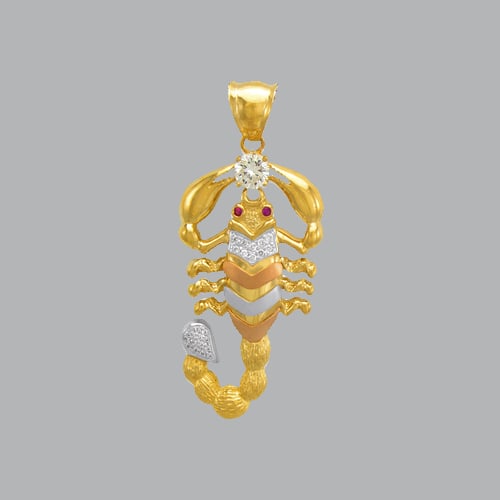 NEW 14K TRI COLOR GOLD FANCY SCORPION CZ PENDANT (1 of 1)