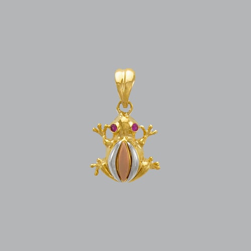 NEW 14K TRI COLOR GOLD FANCY FROG CZ PENDANT (1 of 1)