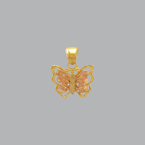 NEW 14K TWO TONE GOLD FANCY BUTTERFLY PENDANT (1 of 1)