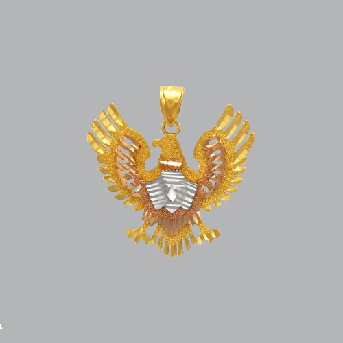 NEW 14K TRI COLOR GOLD FANCY LARGE EAGLE PENDANT (1 of 1)