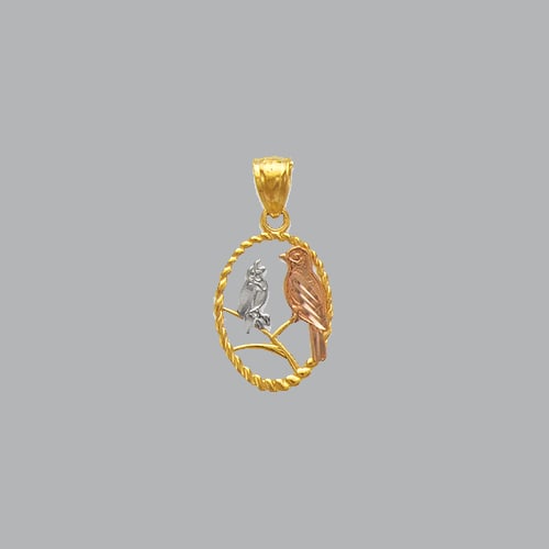 14K TRI COLOR GOLD FANCY DOVES ON A BRANCH PENDANT (1 of 1)