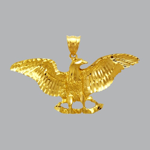 NEW 14K YELLOW GOLD FANCY LARGE EAGLE PENDANT (1 of 1)