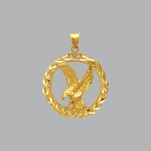 NEW 14K YELLOW GOLD FANCY WREATH EAGLE PENDANT (1 of 1)