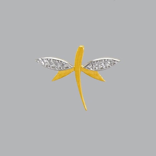 14K TWO TONE GOLD FANCY DRAGONFLY PENDANT (1 of 1)