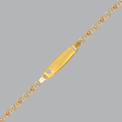 14K TRI COLOR BABIES BABY ID BRACELET HEART FLOWERS (1 of 2)