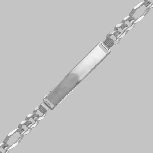 NEW 14K WHITE GOLD BABIES BABY FIGARO ID BRACELET: 14K WHITE GOLD BABY ID BRACELET New 14K Yellow Gold ID Bracelet Approx. 4mm and 5mm Wide 6.5" Long Figaro Baby ID Bracelet Polished finish Lobster Clasp Stamp: 14k Avg Weight: 5mm - 6" = 5.5g