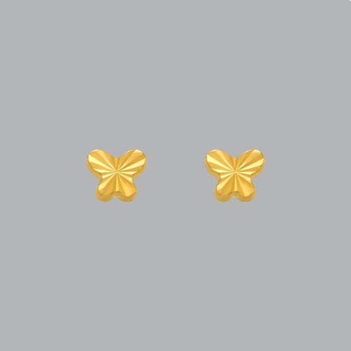 NEW 14K YELLOW GOLD CHILDRENS FANCY BUTTERFLY STUD EARR: NEW 14K YELLOW GOLD EARRINGS New 14K Yellow Gold Earrings Measures: 6mm Wide x 5mm H Butterfly Stud Earrings Earrings have a polished finish Screw Back Stamp: 14k Avg Weight: Under 1g