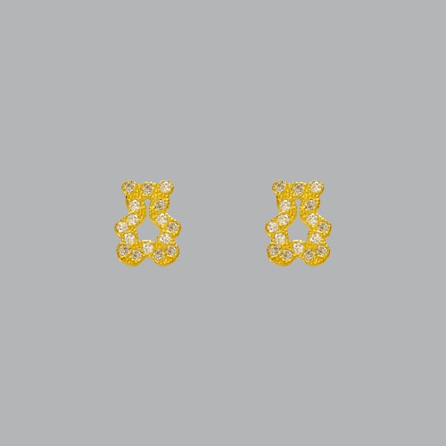 14K YELLOW GOLD CHILDREN'S FANCY BEAR PAVE STUD CZ: NEW 14K YELLOW GOLD EARRINGS New 14K Yellow Gold Earrings Measures: 6mm Wide x 8mm Long Bear Stud Earrings Set with CZ Earrings have a polished finish Screw Backing Stamp: 14k Avg Weight: Under 1g