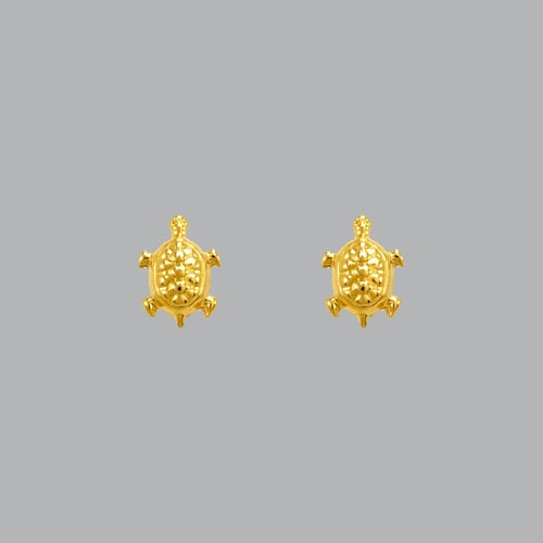 14K YELLOW GOLD CHILDREN'S FANCY TURTLE STUD EARRINGS (1 of 2)