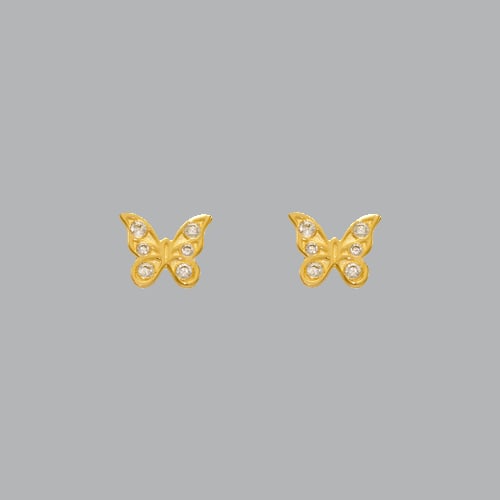 14K YELLOW GOLD CHILDREN'S FANCY BUTTERFLY STUD CZ EARR (1 of 2)
