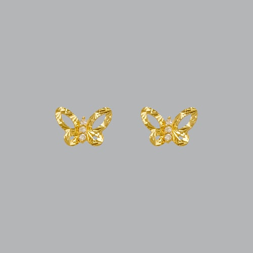 14K YELLOW GOLD CHILDRENS FANCY BUTTERFLY STUD CZ (1 of 2)