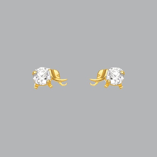 14K YELLOW GOLD CHILDRENS FANCY ELEPHANT CZ STUD: NEW 14K YELLOW GOLD EARRINGS New 14K Yellow Gold Earrings Measures: 7mm Wide x 4mm High Elephant Stud Earrings Set with CZ Earrings have a polished finish Screw Backing Stamp: 14k Avg Weight: Under