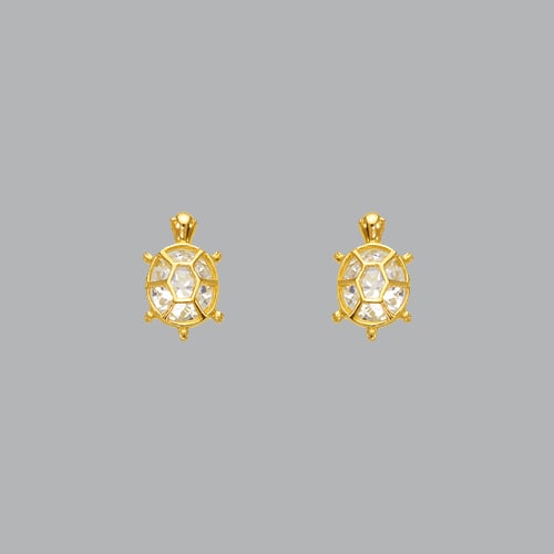 14K YELLOW GOLD CHILDREN'S FANCY TURTLE CZ STUD EARRING: NEW 14K YELLOW GOLD EARRINGS New 14K Yellow Gold Earrings Measures: 7mm Wide x 11mm High Turtle Earrings Set with CZ Earrings have a polished finish Screw Backing Stamp: 14k Avg Weight: Under 1g