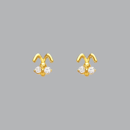 14K YELLOW GOLD CHILDREN'S FANCY BUNNY RABBIT CZ STUD: NEW 14K YELLOW GOLD EARRINGS New 14K Yellow Gold Earrings Measures: 5mm Wide x 7mm High Rabbit Earrings Set with CZ Earrings have a polished finish Screw Backing Stamp: 14k Avg Weight: Under 1g