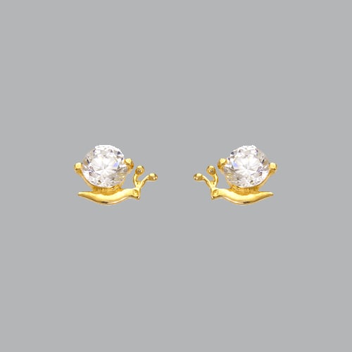 14K YELLOW GOLD CHILDREN'S FANCY SNAIL CZ STUD: NEW 14K YELLOW GOLD EARRINGS New 14K Yellow Gold Earrings Measures: 5mm Wide x 7mm High Snail Earrings Set with CZ Earrings have a polished finish Screw Backing Stamp: 14k Avg Weight: Under 1g