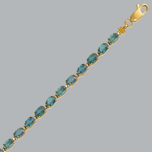 14K YELLOW GOLD OVAL CUT BLUE CZ TENNIS BRACELET 7": NEW 14K YELLOW GOLD BRACELET New 14K Yellow Gold Bracelet Measures: 7" Long Blue oval CZ tennis bracelet Bracelet has a polished finish Lobster clasp Stamp: 14k Avg Weight: 8.3g