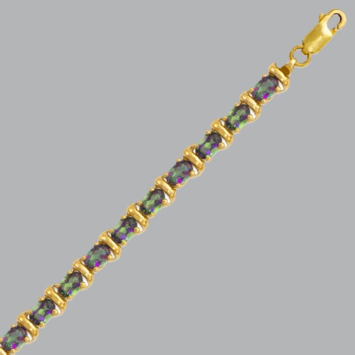 NEW 14K YELLOW GOLD OVAL CUT MULTI COLORED CZ TENNIS (1 of 2)