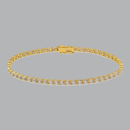 14K YELLOW GOLD ROUND CZ TENNIS BRACELET (1 of 2)