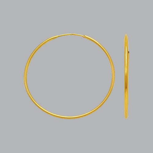 NEW 14K YELLOW GOLD ROUND HOOP TUBE EARRINGS 1.5mm (1 of 1)