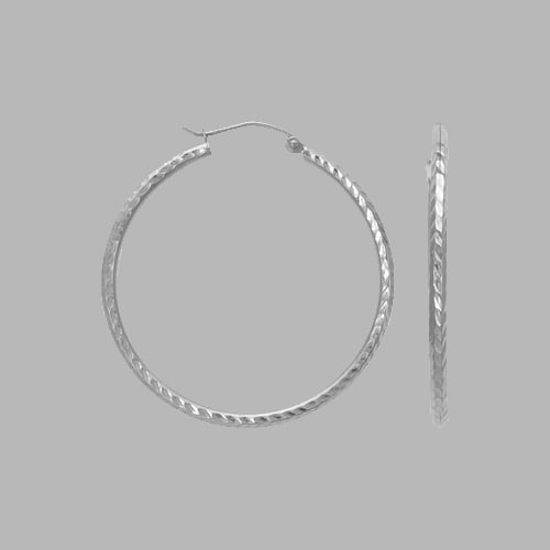 NEW 14K WHITE GOLD ROUND HOOP TUBE EARRINGS 2mm (1 of 1)