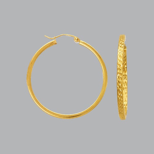 14K YELLOW GOLD SQUARE HOOP TUBE EARRINGS 3mm (1 of 1)