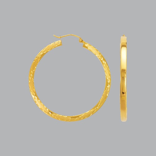 NEW 14K YELLOW GOLD SQUARE HOOP TUBE EARRINGS 3mm (1 of 1)
