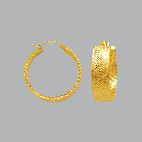 14K YELLOW GOLD SQUARE HOOP TUBE EARRINGS 8mm (1 of 1)