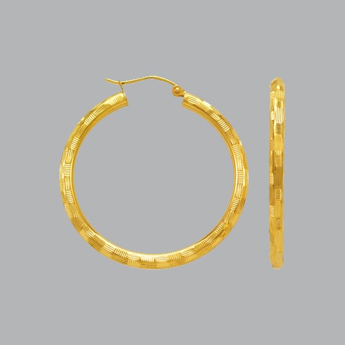 14K YELLOW GOLD ROUND HOOP TUBE EARRINGS 3mm (1 of 1)