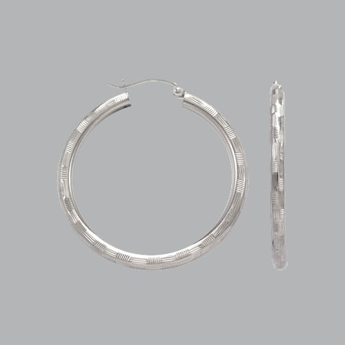14K WHITE GOLD ROUND HOOP TUBE EARRINGS 3mm (1 of 1)