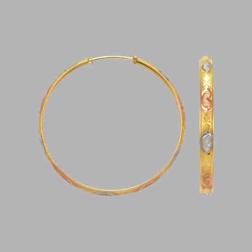 NEW 14K TRI COLOR GOLD HOOP EARRINGS 4mm (1 of 1)