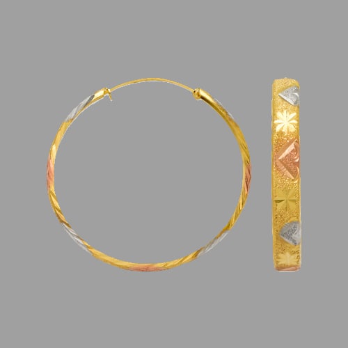 NEW 14K TRI COLOR GOLD HOOP EARRINGS 5mm (1 of 1)