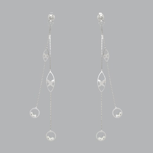 14K WHITE GOLD LADIES DROP DANGLE CZ SET EARRINGS (1 of 1)