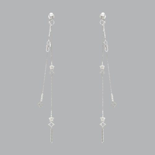 14K WHITE GOLD LADIES DROP DANGLE CZ SET EARRINGS (1 of 1)