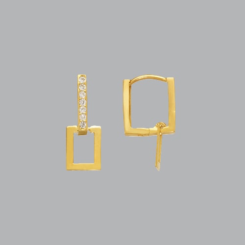 14K YELLOW GOLD LADIES DROP DANGLE SQUARE CZ SET (1 of 1)