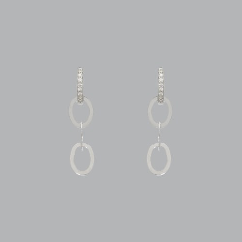 NEW 14K WHITE GOLD LADIES DROP DANGLE OVAL CZ SET EARRI (1 of 1)