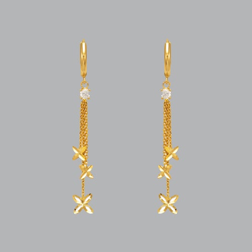 14K YELLOW GOLD LADIES DROP DANGLE X CZ SET EARRINGS: 14K YELLOW GOLD EARRINGS New 14K Yellow Gold Earrings Measures: 52mm long and 11mm wide Set with CZ Earrings have a polish finish Post backings Stamp: 14k Avg Weight: 2.2g