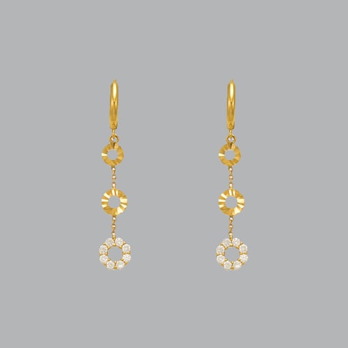 14K YELLOW GOLD LADIES DROP DANGLE CZ SET EARRINGS (1 of 1)