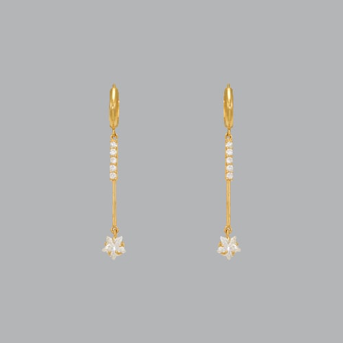 14K YELLOW GOLD LADIES DROP DANGLE FLOWER CZ (1 of 1)