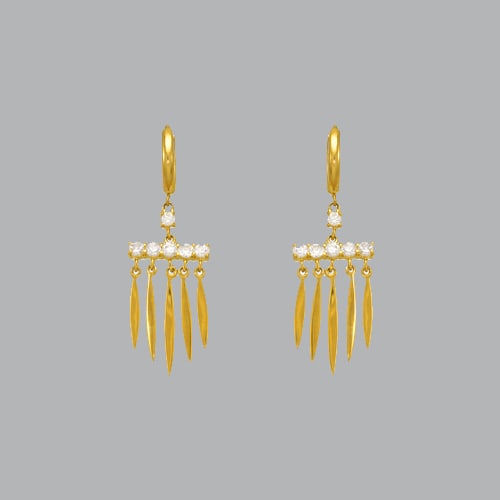 14K YELLOW GOLD LADIES DROP DANGLE CZ SET EARRINGS (1 of 1)