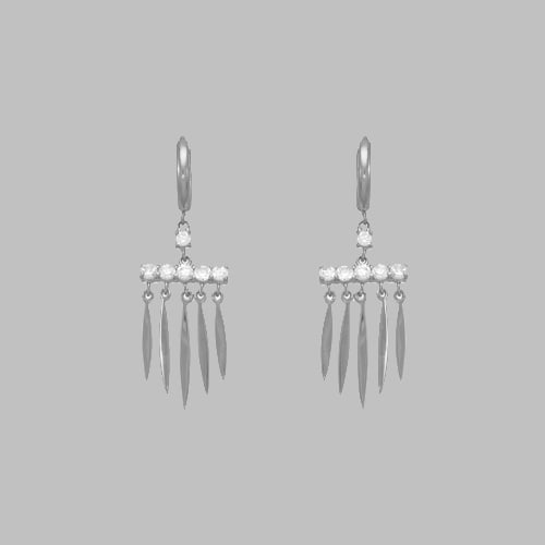 14K WHITE GOLD LADIES DROP DANGLE CZ SET EARRINGS (1 of 1)