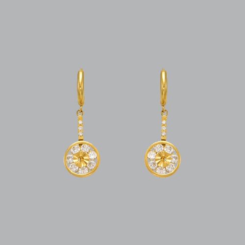 14K YELLOW GOLD LADIES DROP DANGLE CIRCLE CZ SET (1 of 1)